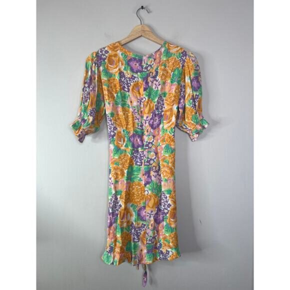 NWT Faithfull The Brand Florence Ade Floral Elastic Cuff Mini Dress Multi Color - Picture 7 of 8